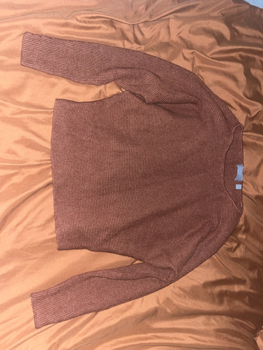 Cyrus Rust Brown Ribbed Crewneck Sweater